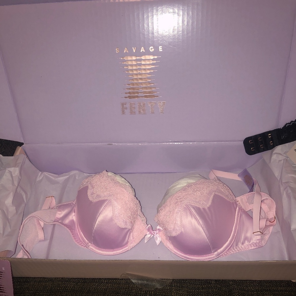 Satin And Lace Push Up Bra 34B